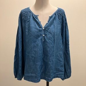 Brand New Denim Long Sleeve 4 Button Shirt L